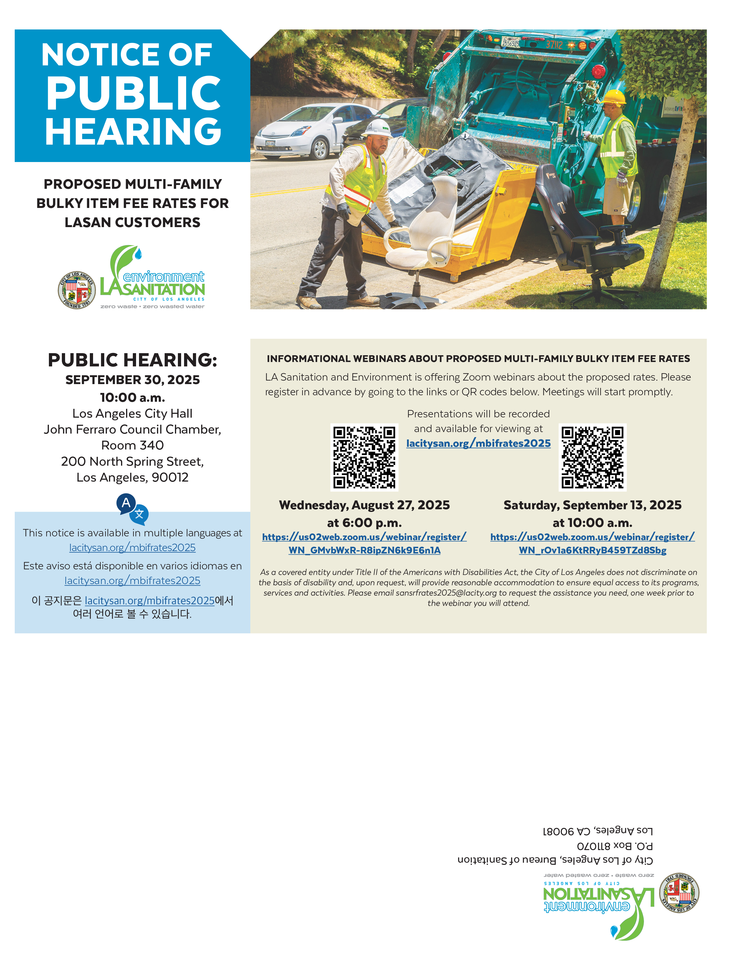 LASAN Multi Family Bulky Item Fee - Prop 218 Notice
